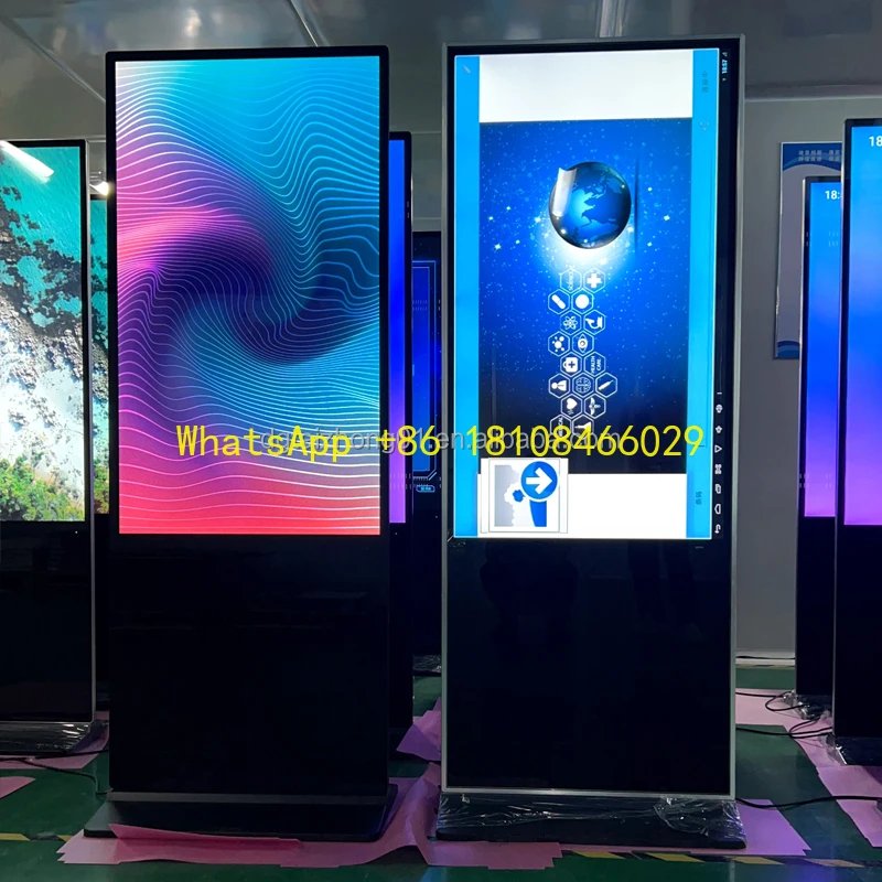 

touch screen 55 Inch Vertical Android Kiosk Display Floor Stand Digital Signage Customized service With Wheels