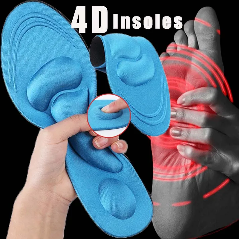 2PCS 4D Massage Insoles High Heel Orthopedic Pain Relief Memory Foam SpongeSports Shoe Pads Men Women Flat Feet Arch Insoles