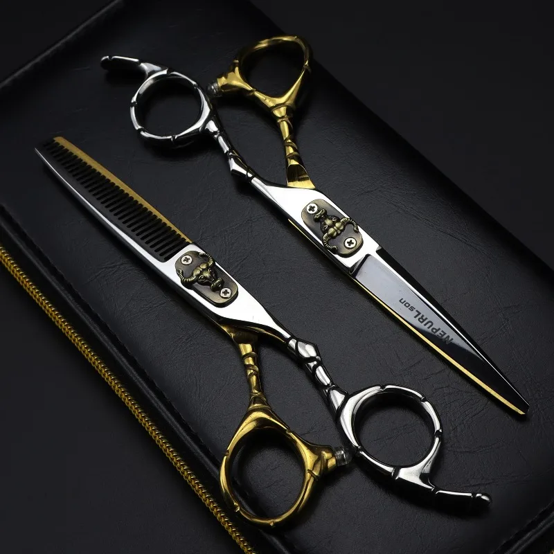 NEPURLson 6.0inch JP440C multiple colors for selection high-end cow's head hair scissors cutting,thinning scissors sharp durable