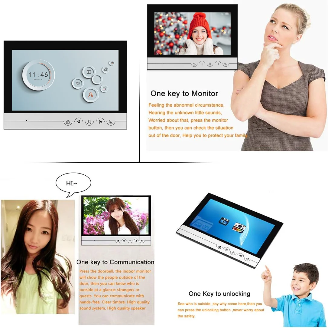 Tuya-ドアベル付きテレビ電話キット,9インチ,125KHz,HDビデオ,パスワードロック解除,アクセス制御システム,RFIDキーパッド,金属ケース