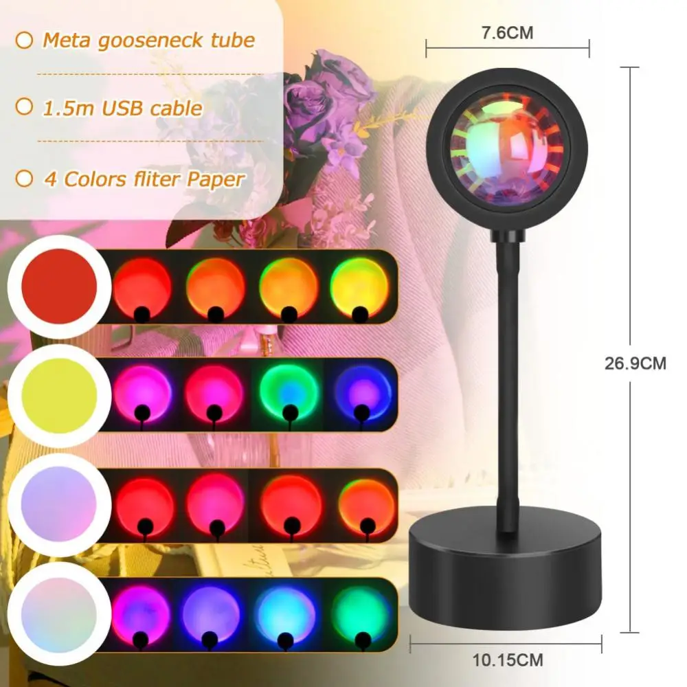 64 Colors Bluetooth Sunset Lamp Projector RGB Led Night Light Tuya Smart APP Remote Control Decoration Bedroom Photography Gift