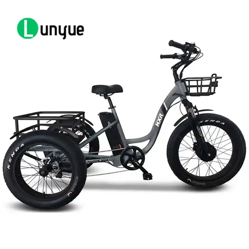 Fat Tire Electric Cargo Tricycle Heavy Duty 3 Wheel E Trike for Adults High Load Capacity Outdoor Utility Transport Vehicle