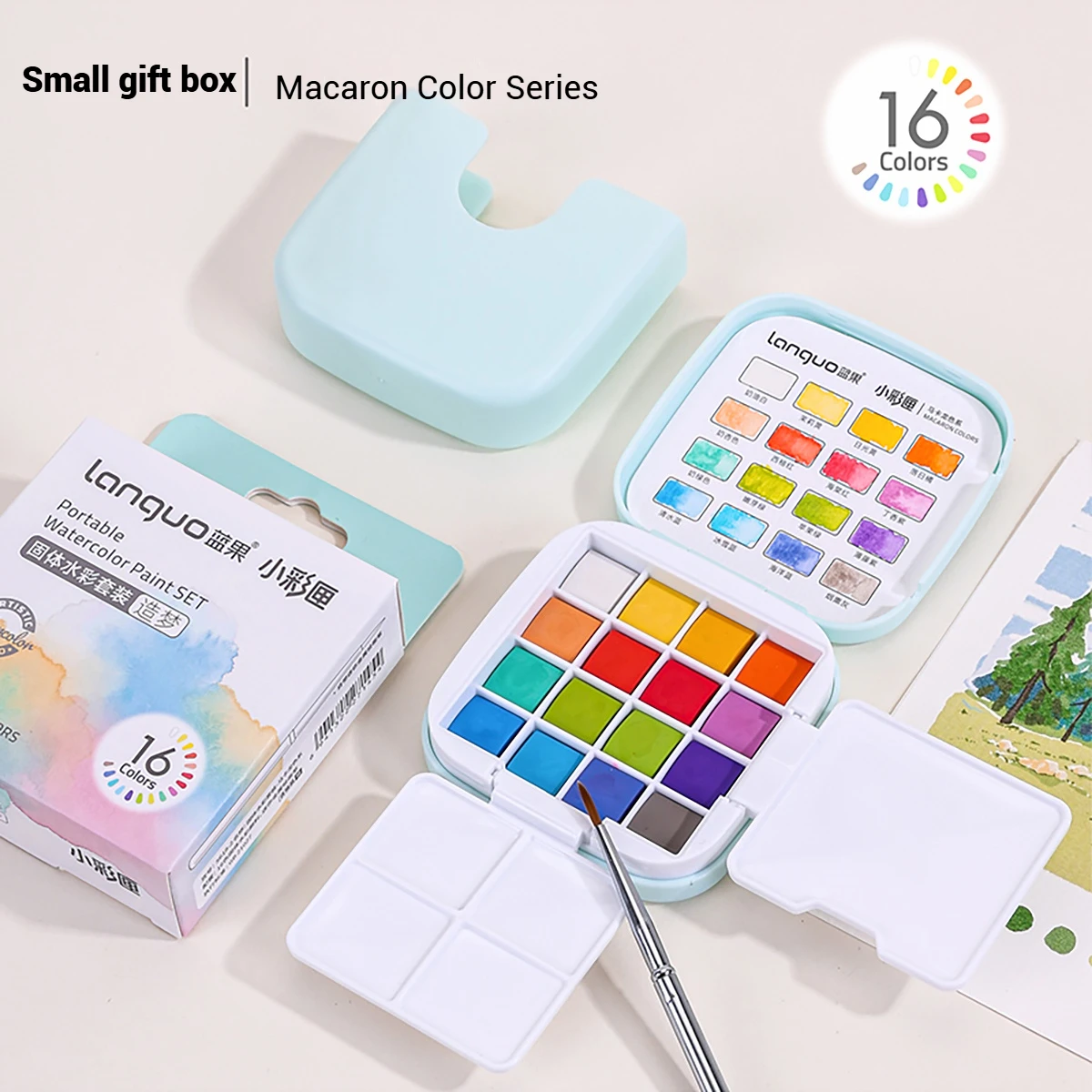 LANGUO 16-64 Colors Portable Solid Water Color Paint Set for Sketching Students Artists Painting Art School Supplies Stationery