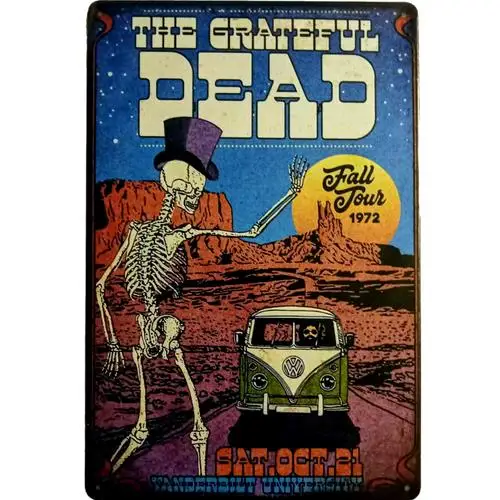 Grateful Dead Retro Art Metal Sign Fall Tour 1972 Rock & Roll