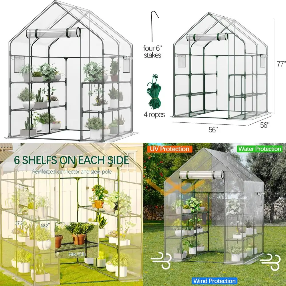 

Portable Outdoor Waterproof Greenhouse 56x56x77 Inches with Roll-Up Zipper and Secure Hooks for Gardening Enthusiasts