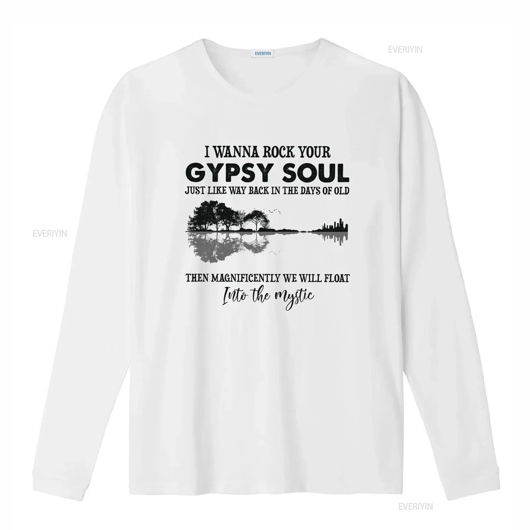 Guitar Lake Shadow I Wanna Rock Your GYPSY Soul T Shirt Into The Mystic Song Lyrics vintage Washed Versatile fashion