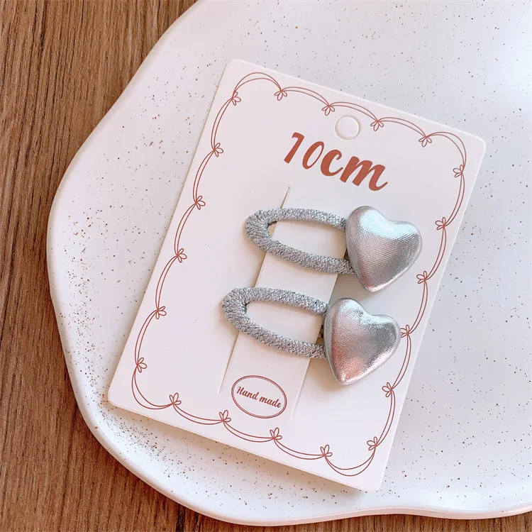 

Заколки для волос в форме сердца для девочек, 2 шт., заколки в горошек для детей, нескользящие когти для тонких волос