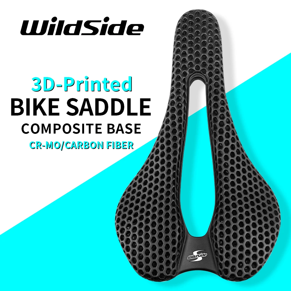 Wildside 3D Printed Bike Saddle Nylon Bottom Shell Hollow Breathable Ergonomic Bike Cushion Shock Absorption Cycling Seat 155mm