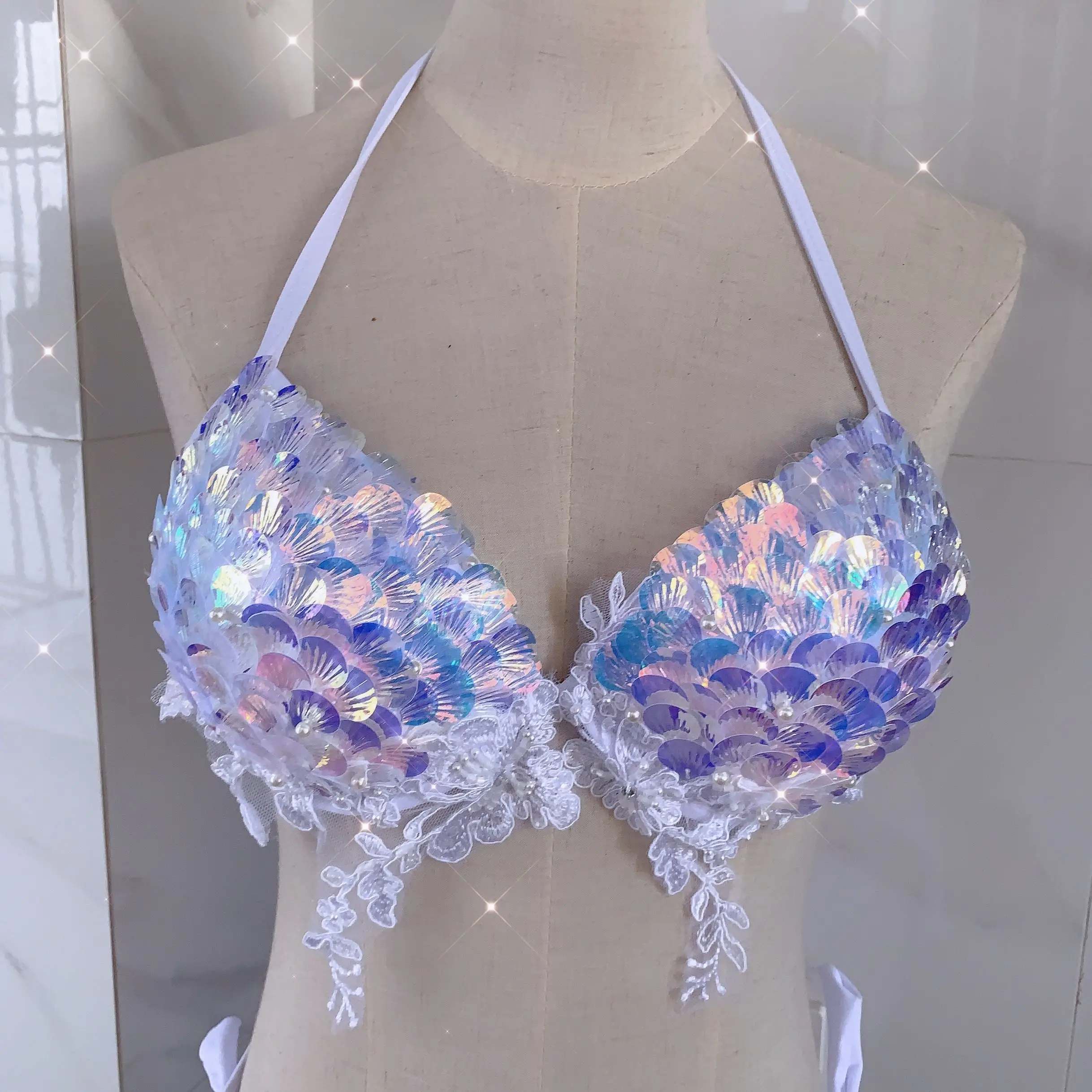 RM 手作りスパンコール羽マーメイド魚鱗ビキニダイビング写真海洋博物館パフォーマンス電気祭 Cos 衣装