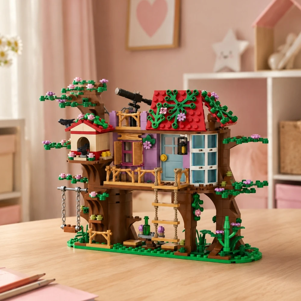 

DIY Building Blocks Model Kit, Bird Treehouse Forest Construction Toy, 462pcs Detailed Architecture, Girls Childrens Day Gift