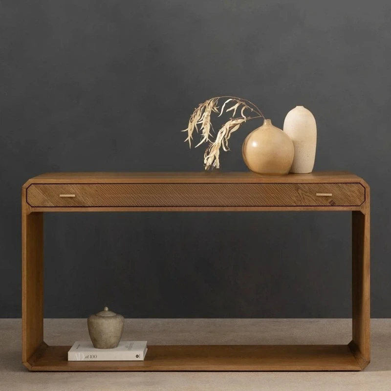 American retro solid wood entrance table sofa back table modern simple entrance foyer black