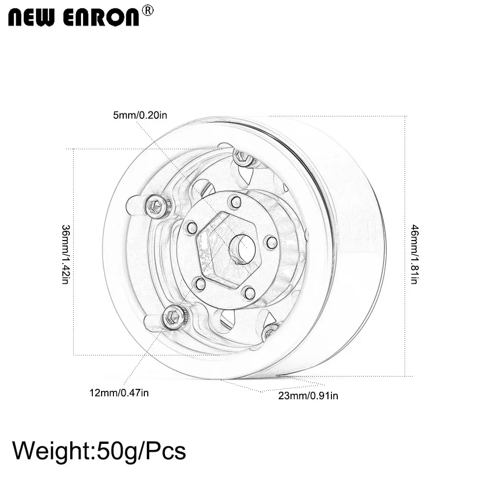 NEW ENRON CNC Aluminium 6061 Beadlock Wheel Rim RC 1/10 1.55 Inch Crawler tires Axial 90069 TF2 CC01 LC70 jimny