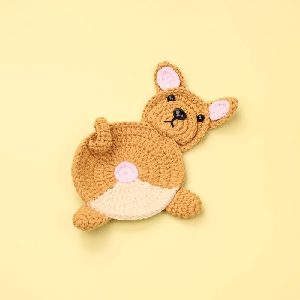 Gifts Handmade Corgi Crochet Cup Coaster Dog Shape Insulated Crochet Cup Mat Crochet Crochet Coaster Home Office