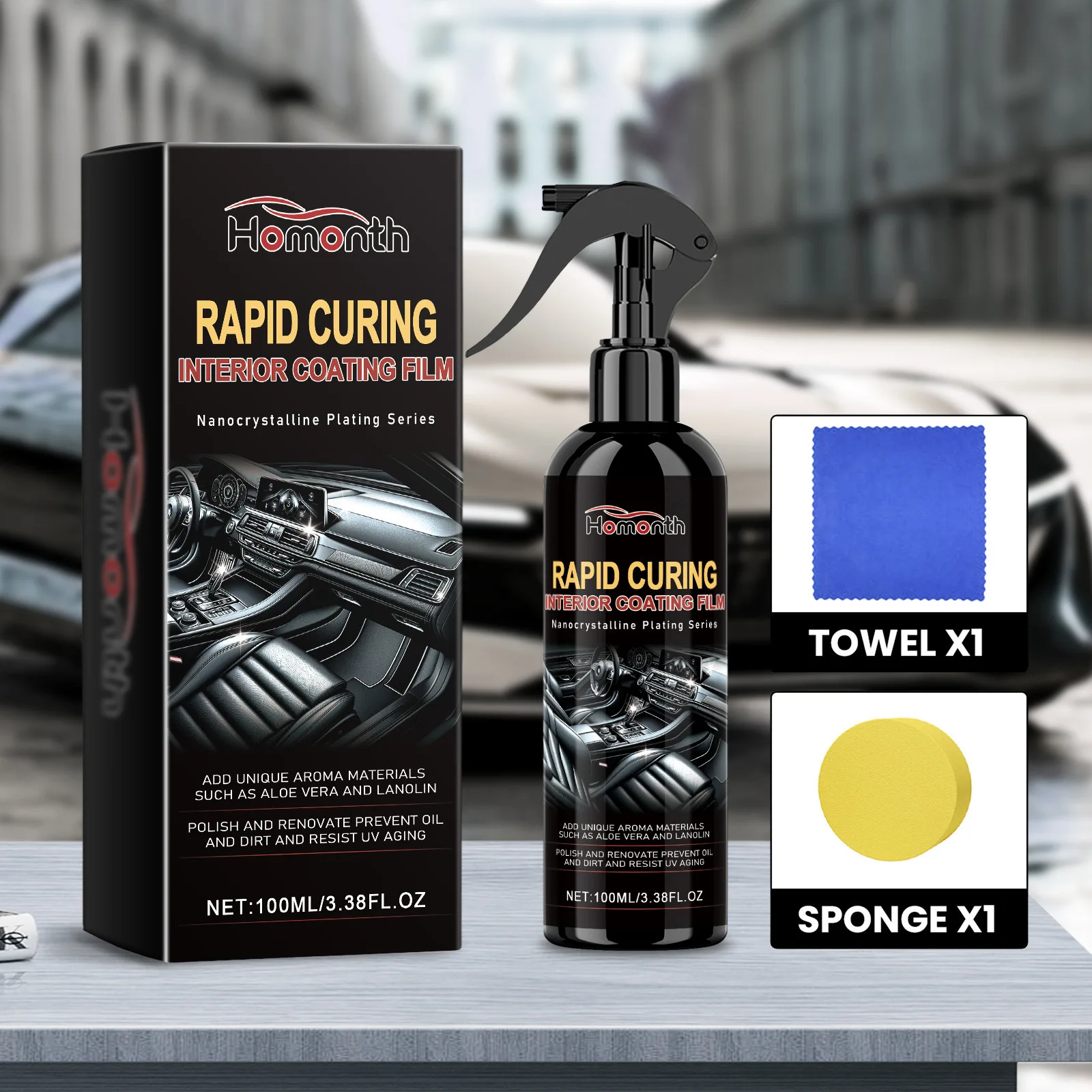 

100ml Car Interior Cleaner Protector - Helps Deep Clean Renew Leather/Plastic, Leaves Protective Coating for Long-Lasting Shine