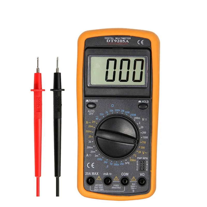 Dt9205a Professional Digital Multimeter Electric Handheld Ammeter Voltmeter Resistance Capacitance Hfe Tester Ac Dc Lcd