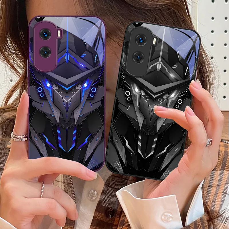 

Mechanical Armor Blue For Honor 200 90 8X 9X Pro Lite P50 P40 Nova 10 11i P60 Magic4 6 Mate 20 50 Tempered Glass Phone Case