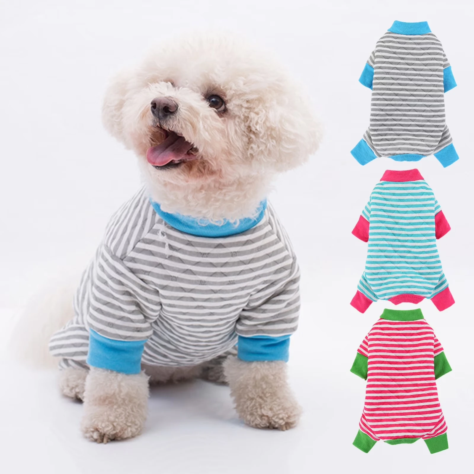 Vêtements pour chiens dépouillés, combinaison col haut, manches longues, sweat-shirt à 4 jambes, pyjama pour petits chiens, chiot, combinaison de nuit