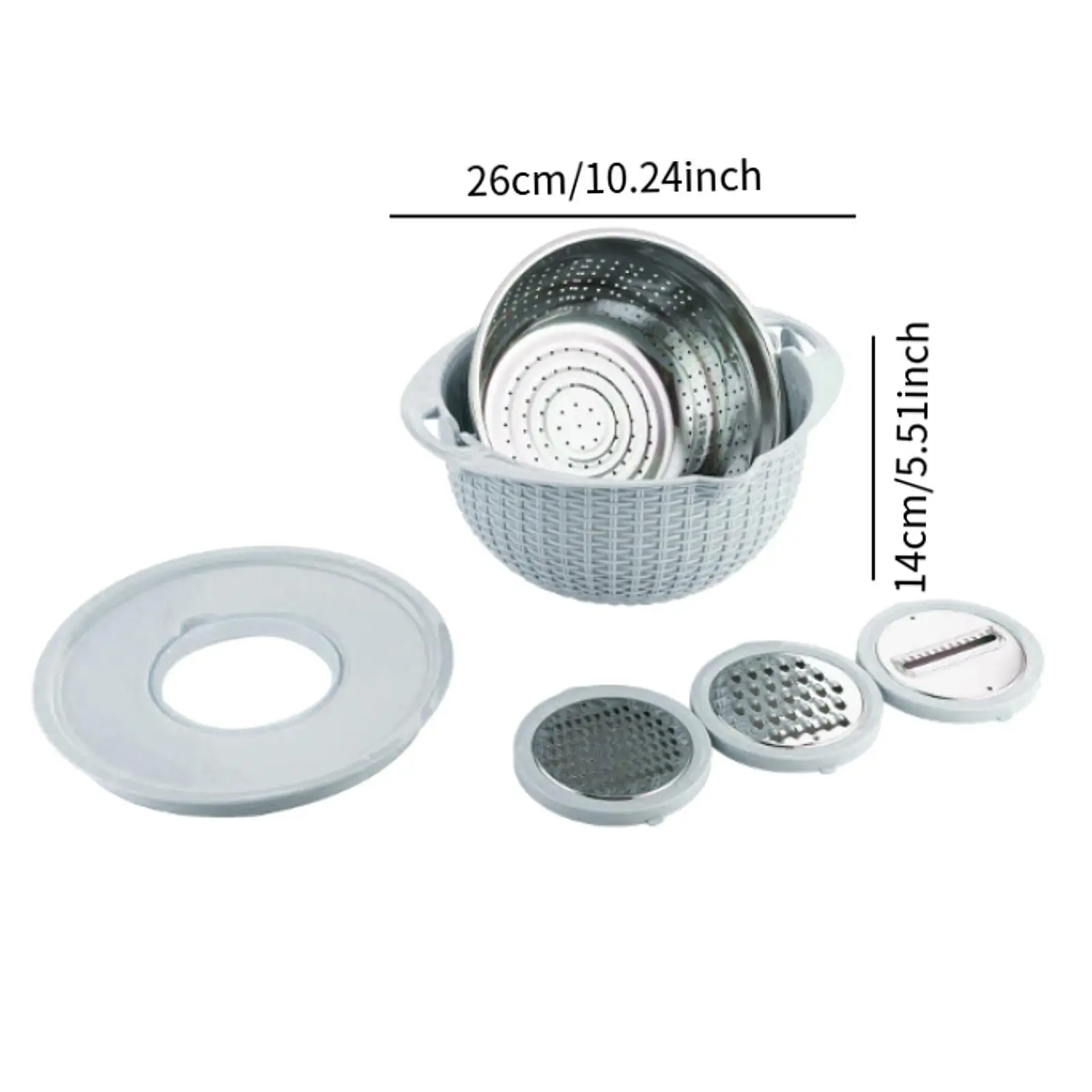Kitchen Colander Set Fruit Cleaner Rust Resistant Utility Pasta Strainer Vegetable Slicer for Baking Grating Slicing Cooking