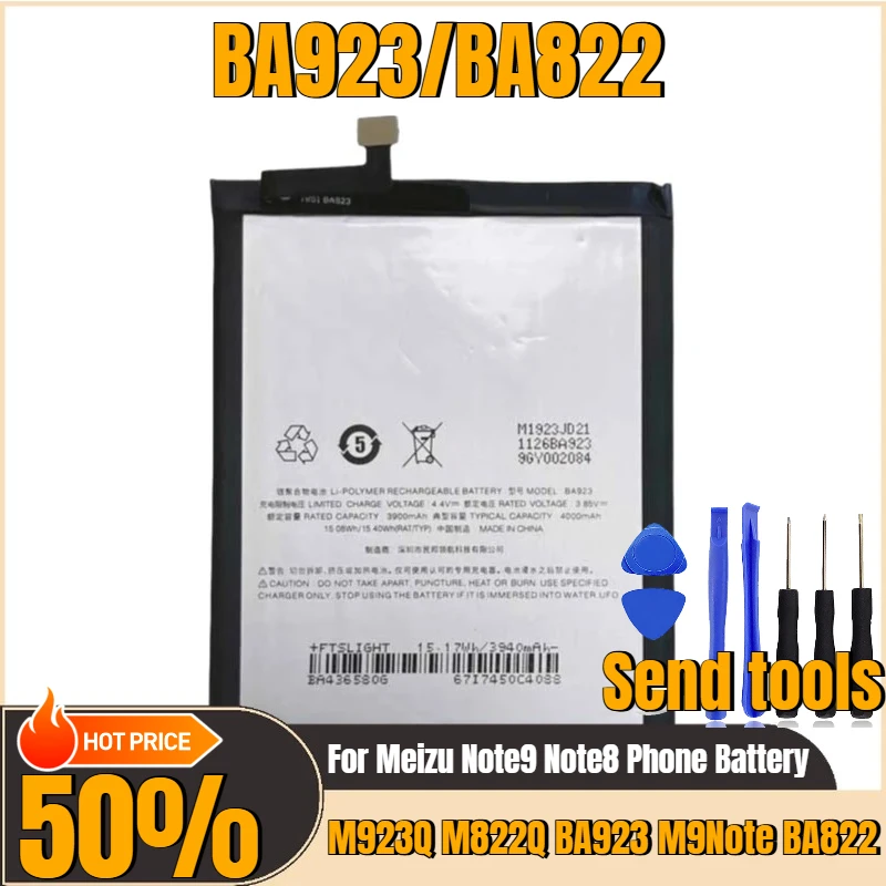 

Replacement Battery 3.85V 4000mAh BA822 For Meizu Note 8 M822Q M822H Mobile Phone Brand New High Quality