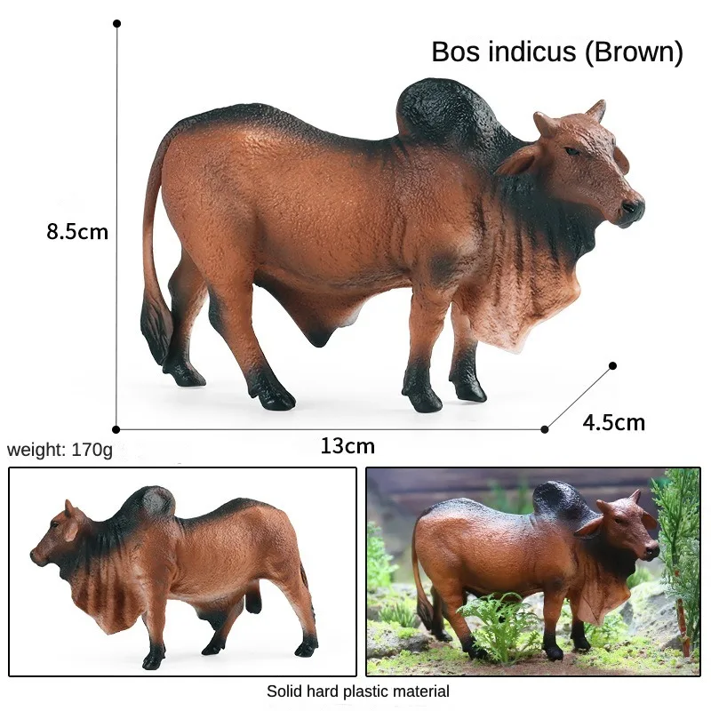 OozDec-modelo de Animal de vaca realista para niños, figurita de ganado de Río, juguete con decoración del hogar y fines educativos, Bos Indicus