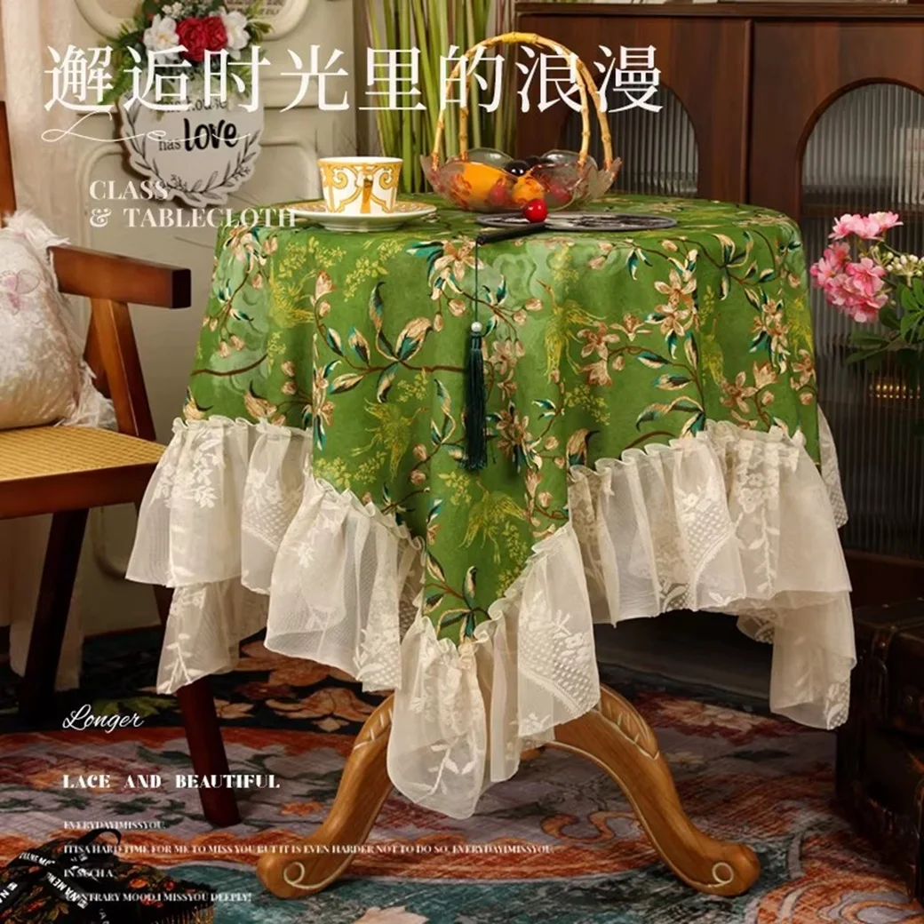 

High-Quality Floral Style Atmosphere Fabric Tablecloth Multi-Purpose Retro Small round Table Decorative Cover