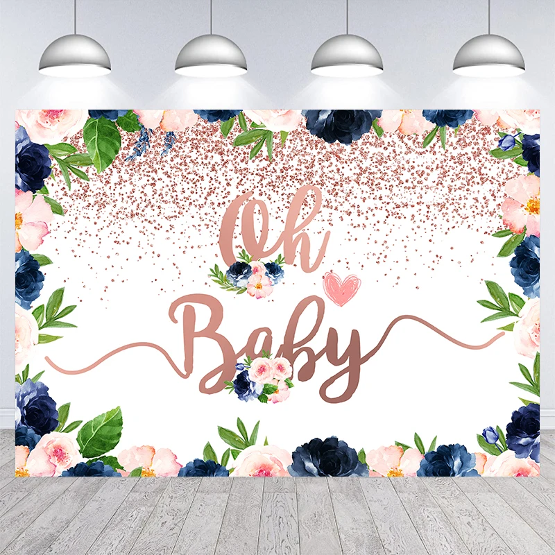 

Oh Baby Party Backdrop Pink Baby Shower Girl Banner Decoration Supplies Photography Background Cake Table Photobooth Prop