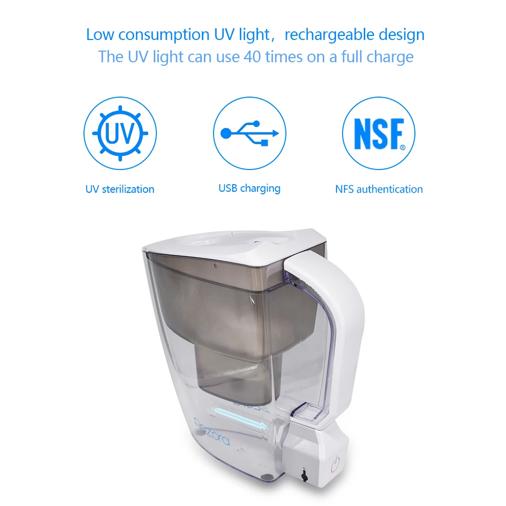 UV Light Household Water Jug With Filter Pitcher Cartridge Replacement For Drinking Water Healthy Alkaline Water Bottle