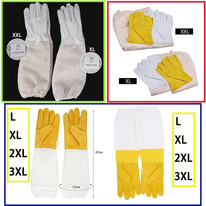 

Разностильные перчатки для пчеловодства, перчатки из овчины/холщовые перчатки/сетчатые перчатки, предотвращающие укусы пчел, высококачественные перчатки для пчеловодства