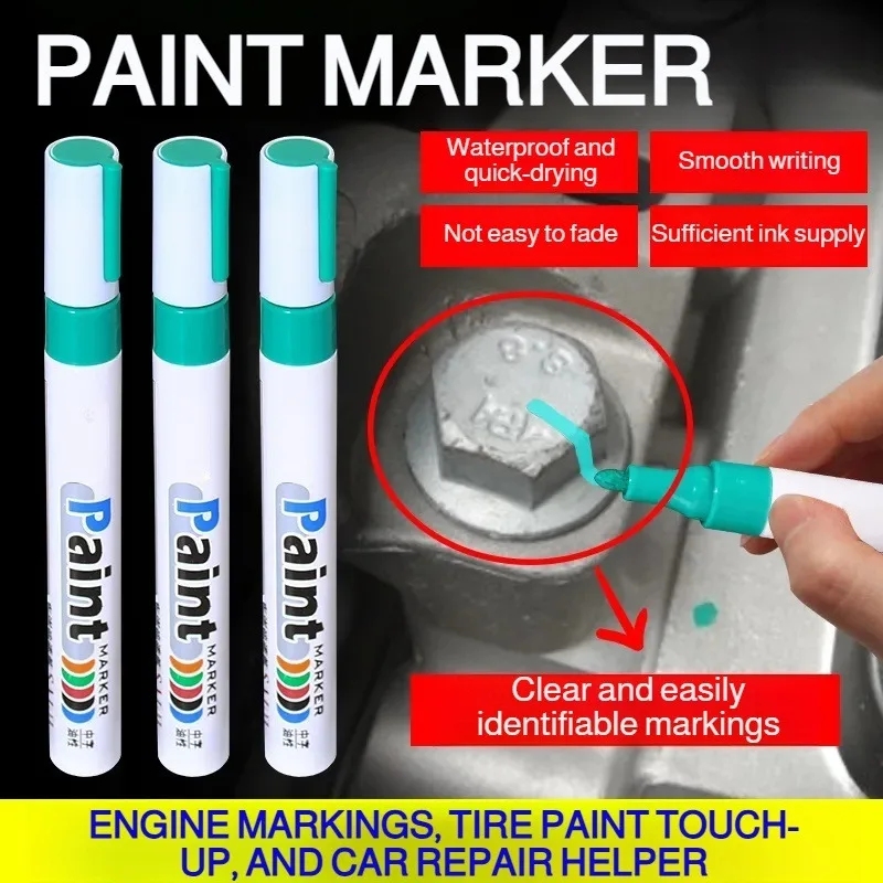 Waterproof Oil-Based Paint Pen Quick-Dry White Tire Marker Pen For Car Repair Touch-Up Marking Multi-Surface - view 2