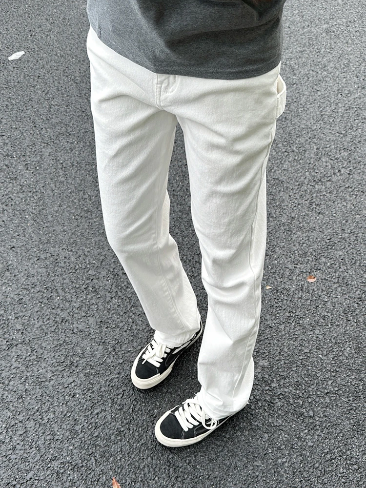 

Мужские джинсы American High Street, чисто белые, премиум-класса, прямые, узкие, с расклешенным низом, повседневные, молодежные, стильные