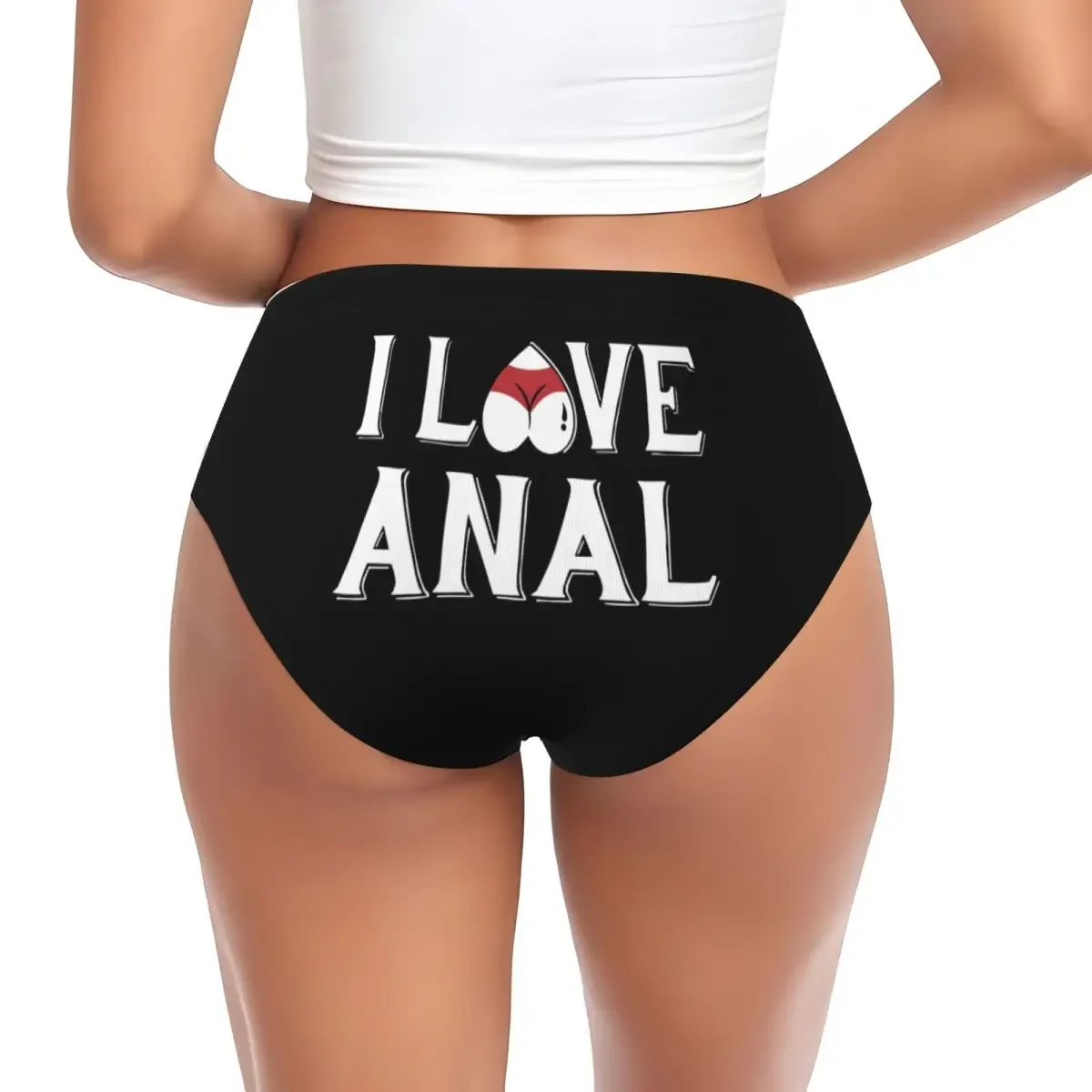 Custom Womens I Love Anal Brief Panties Female Breathable Underwear Underpants