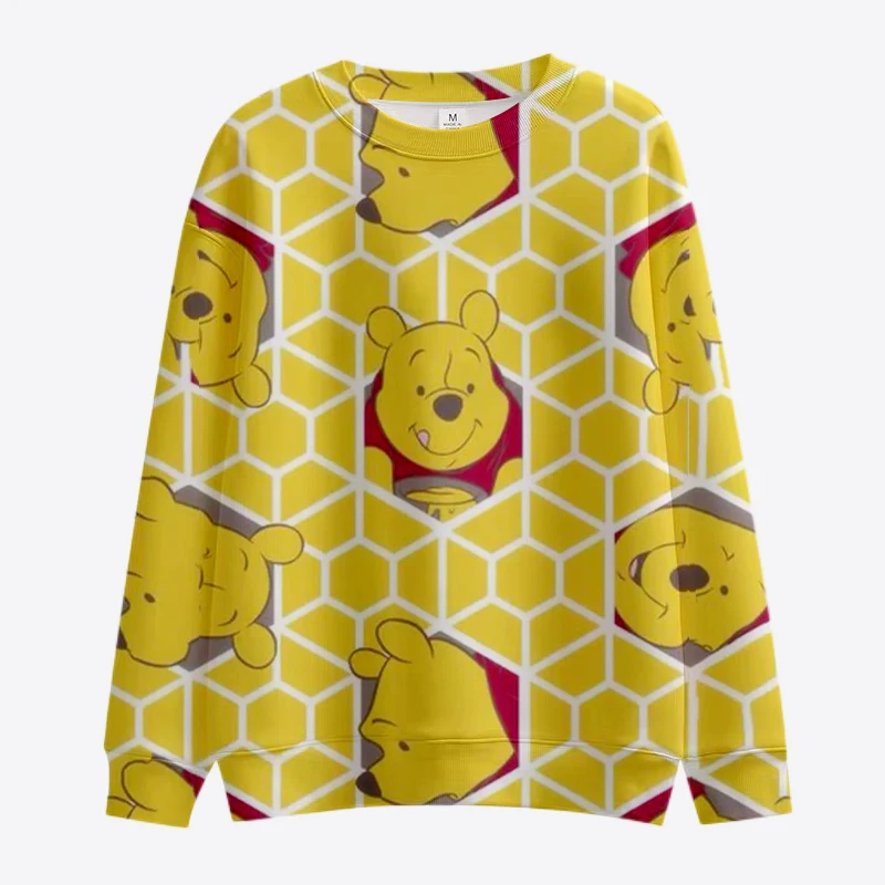 New Disney Winnie the Pooh and Mickey Minnie Anime Women\'s Sweatshirt Crew Neck Loose Pullover Autumn Fun Print Long Sleeve Top