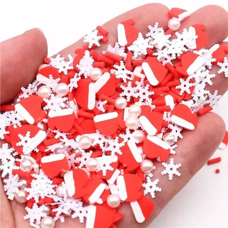 20g Mixed Xmas Snowfake Slices Christmas Polymer Clay Sprinkles Crafts Soft Clay Nail Shaker DIY Crystal Mud Filler Accessories