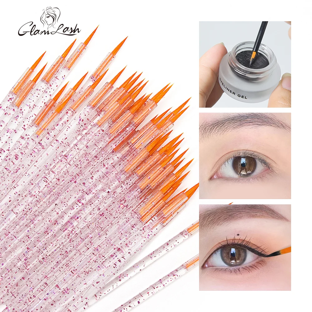 GLAMLASH 50Pcs Disposable Eyeliner Brush Eye Shadow Eyeliner Wand Cosmetic Brush Eyelash Extension Women Beauty Makeup Tool