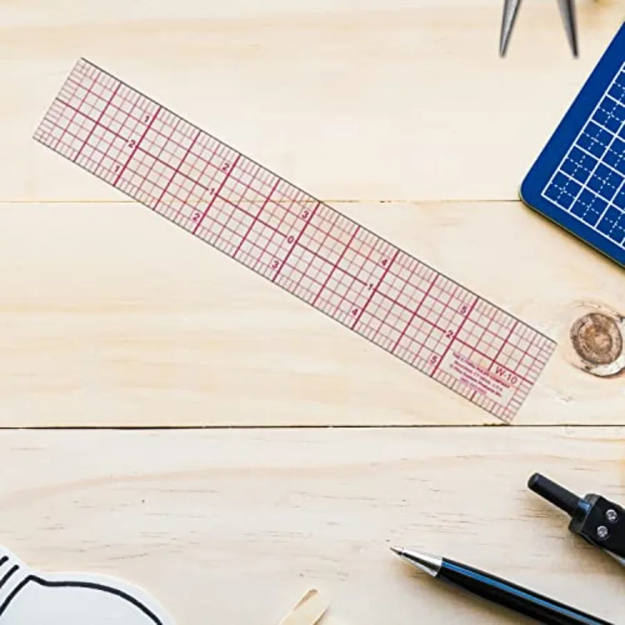W-10 6-Inch 8ths Graph Ruler for drafting and measuring, transparent acrylic, clear color, precision-etched markings and dual-s