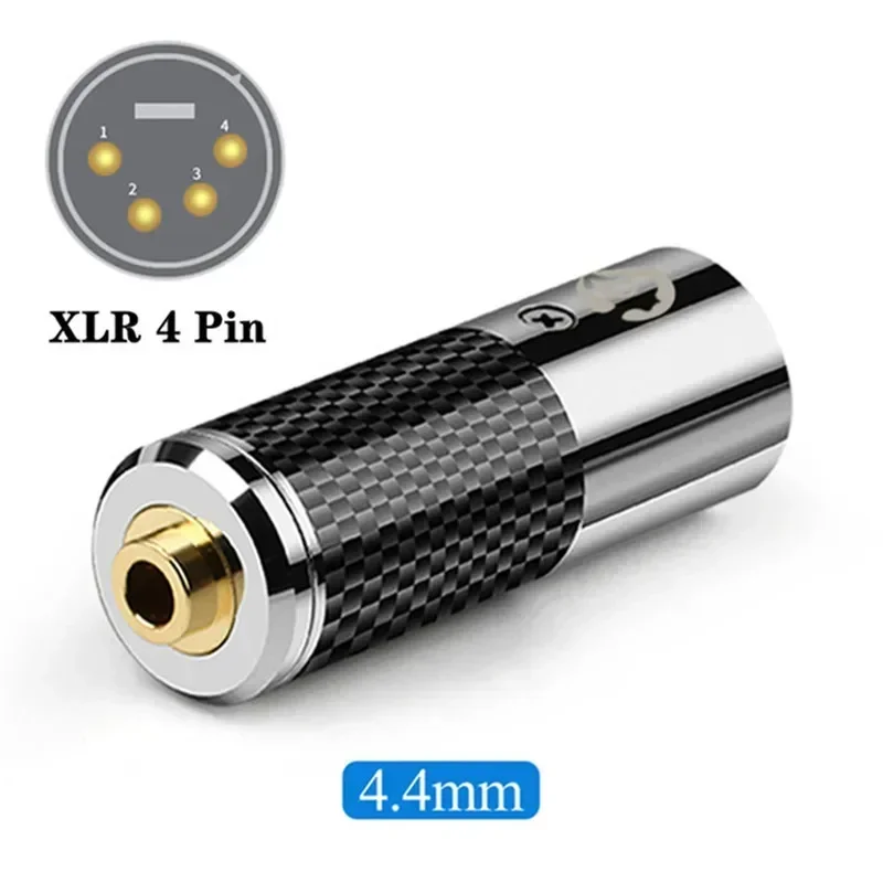 Imagem -04 - Adaptador de Áudio para Macho e Fêmea Decodificar Conector Xlr de Pinos para 3.5 Jack 2.5 4.4 Plug Conversor de Áudio Concha de Fibra de Carbono Aço Inoxidável