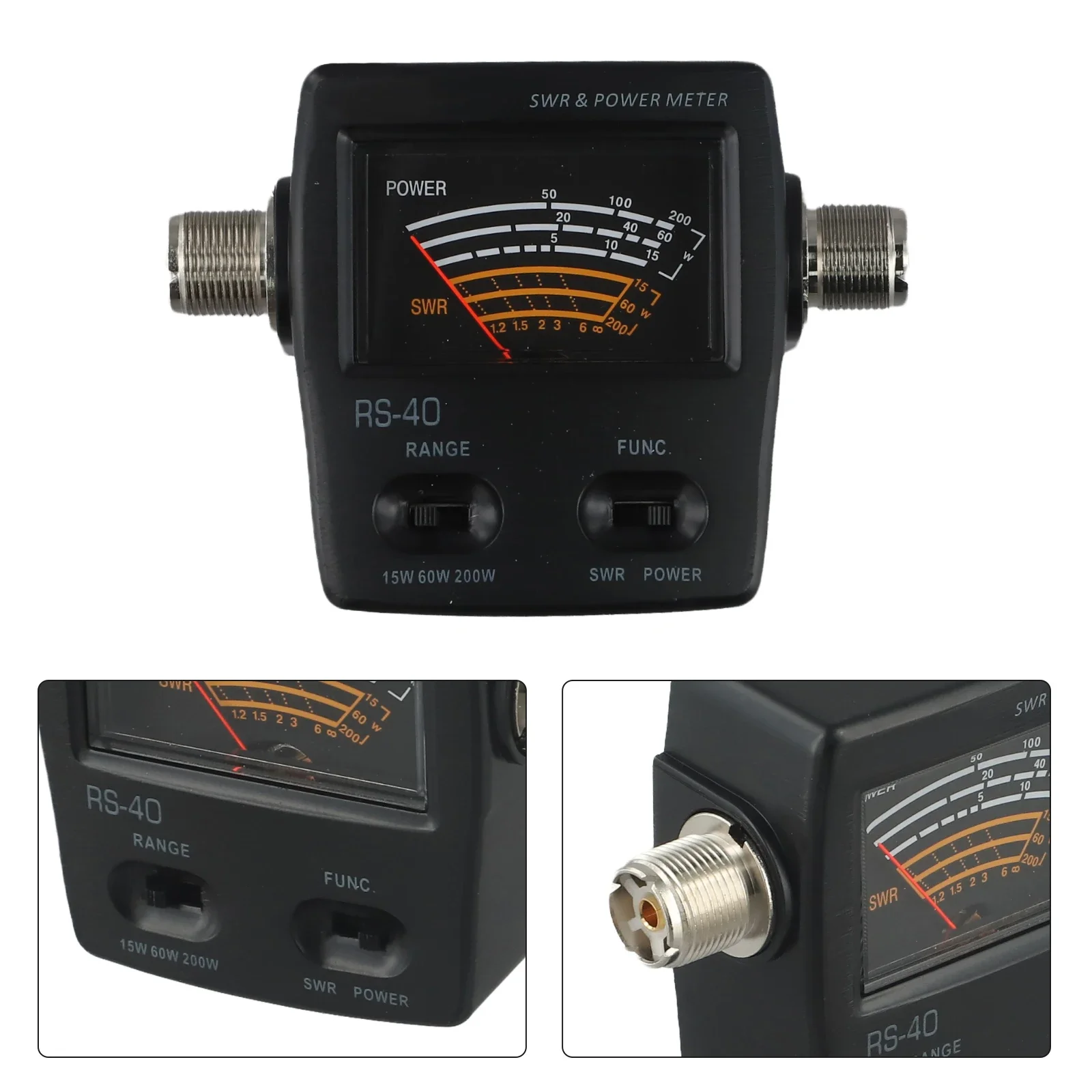 Imagem -04 - Power Swr Medidor para Ham Mobile Radio Uhf Vhf 144 Mhz 430mhz Medição de até 200w Faixa de Potência Connector Walkie Talkie Acessório Rs40