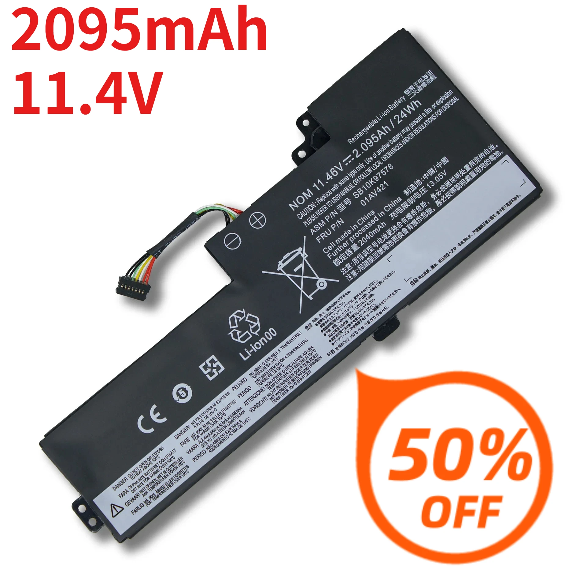 01AV420 11.46V 2095mAh 01AV421 01AV489 Laptop Battery for Lenovo ThinkPad T470 T480 A475 A485 A285 SB10K97576 97578 Batteries