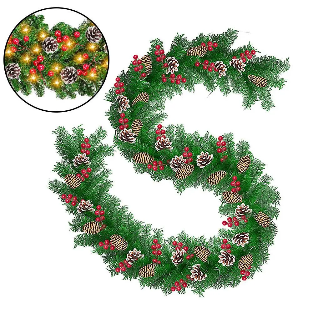 

Christmas Garlands With Pinecones Red Berries Artificial Christmas Wreaths For Home Xmas Tree Stairs Door New Year Decoration