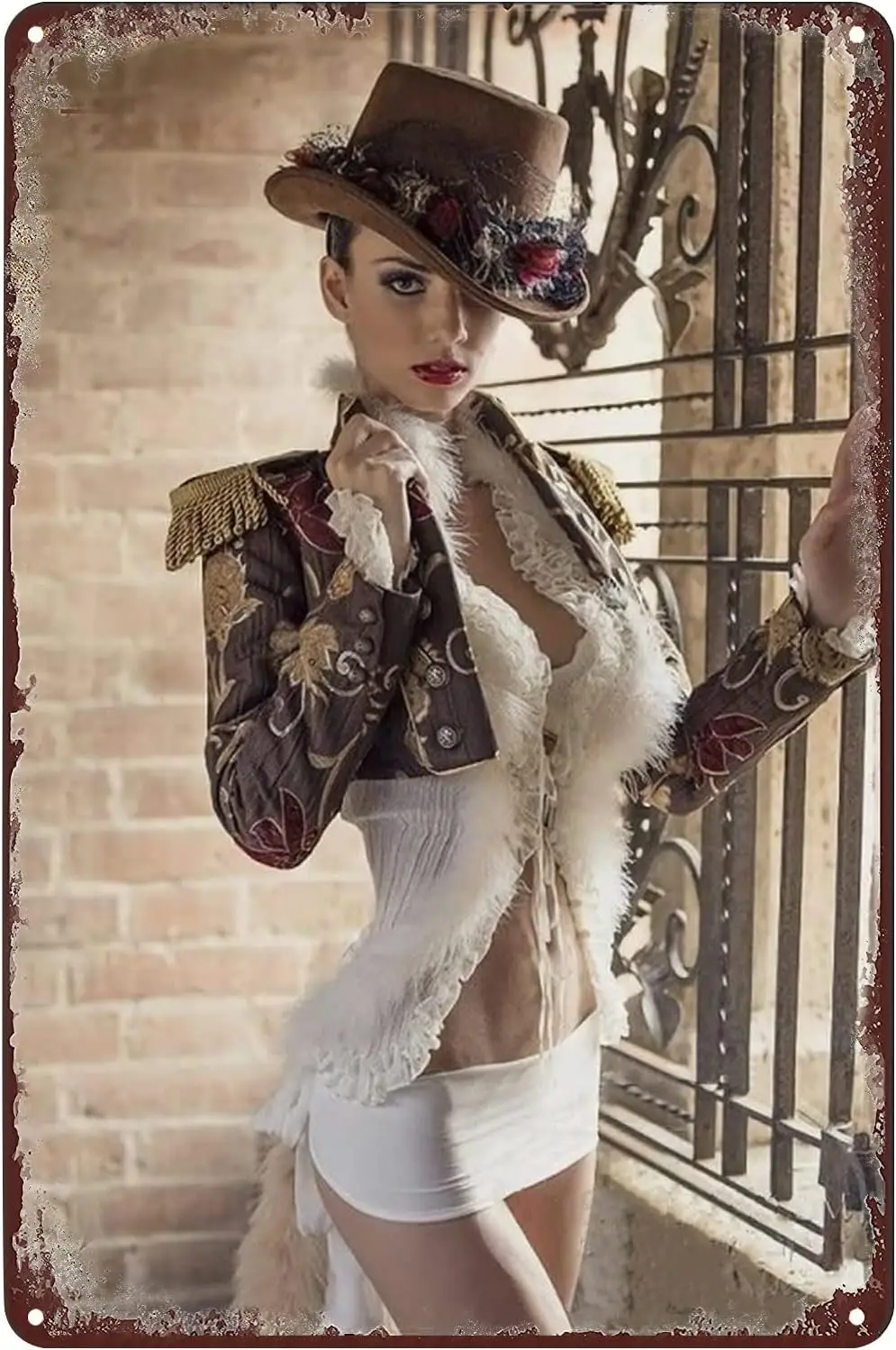 Pin Up Girl Steampunk Metal Tin Sign Beauty Woman Poster Vintage Wall Art Decor Plaque for Home Bar Club Man Cave Bedroom G sign