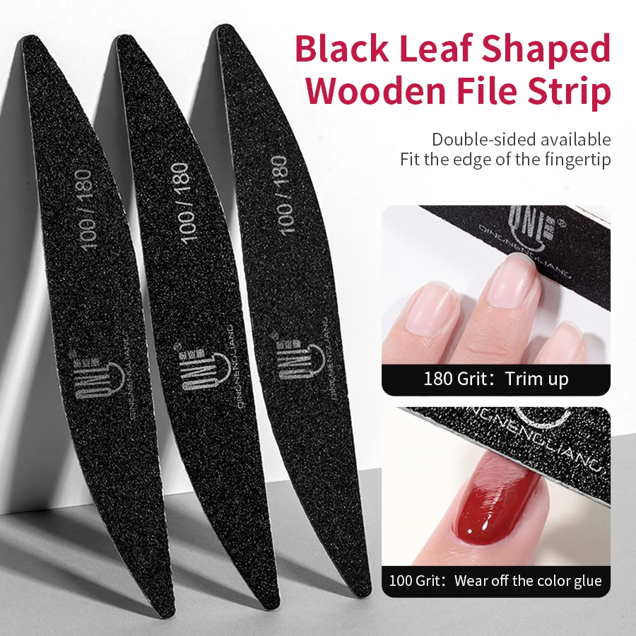 

RSNAIL 1/3/4/5/10pcs Black Wooden Nail File Professional Nail Art Sanding Buffer Files 100/180 Dual-Sided for Manicure Pedicure