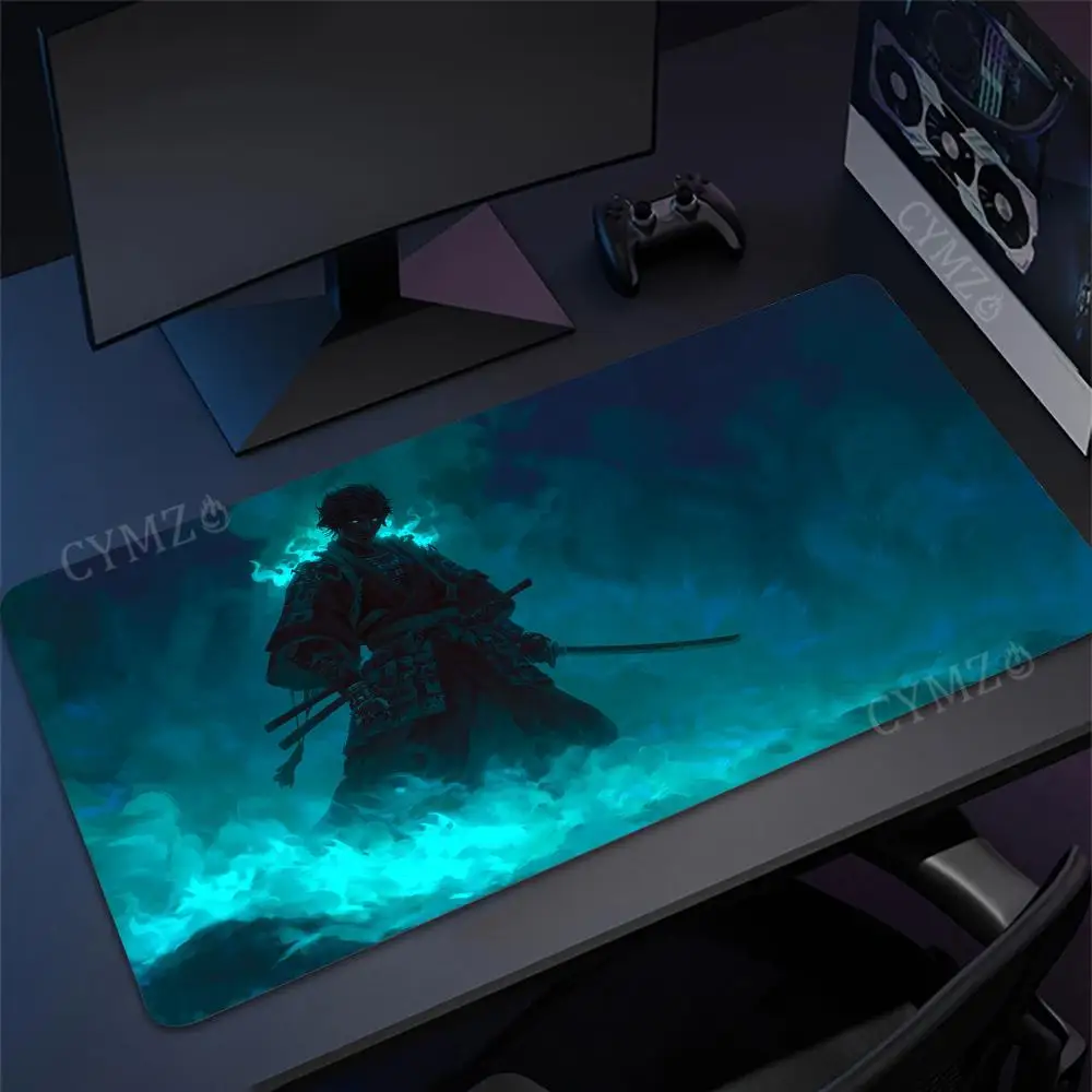 Fantasia samurai ilustração mouse pad tapete de mesa tapetes de jogos de borracha antiderrapante durável acessórios para pc teclado mouse pad maus pad