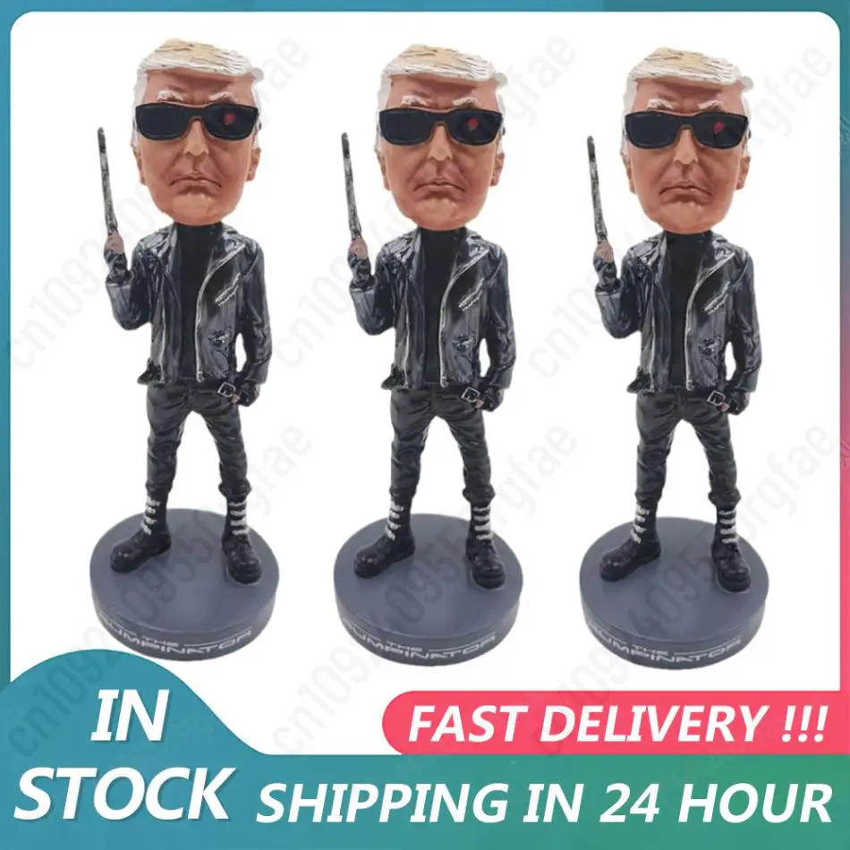 1-3PCS Cartoon Donald Trump Bobblehead Desktop Ornament Resin Funny Trump Statue Creative Trump Character Statue Home Car Decor