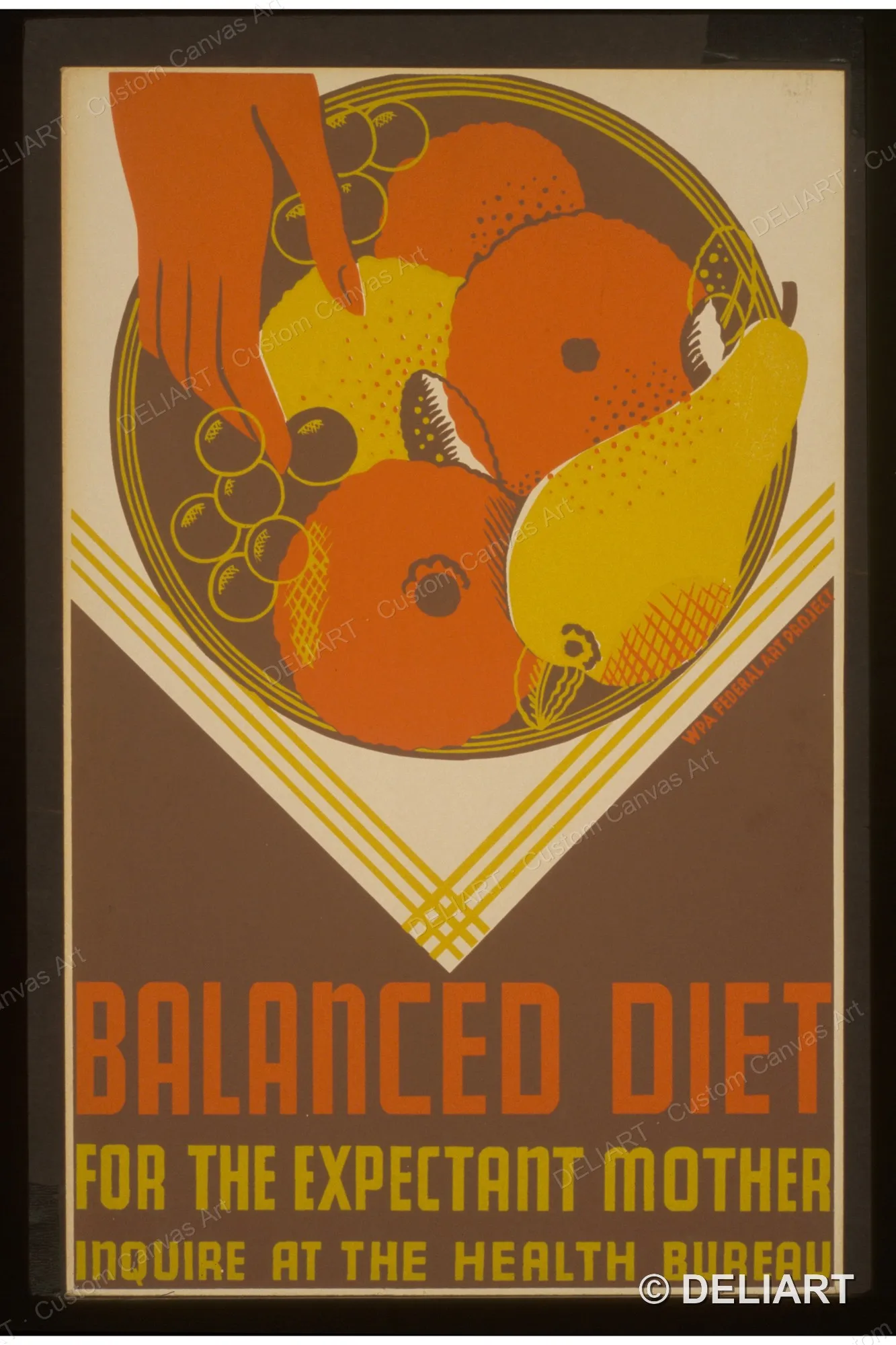 Balanced diet for the expectant mother Inquire at Vintage WPA Canvas Wall Art Poster Print Retro Home Decor Unframed