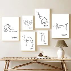 Pablo Picasso Dove of Peace Dachshund Dog Line Art Print Exhibition Vintage Wall Art Poster Canvas Painting for Room Home Decor