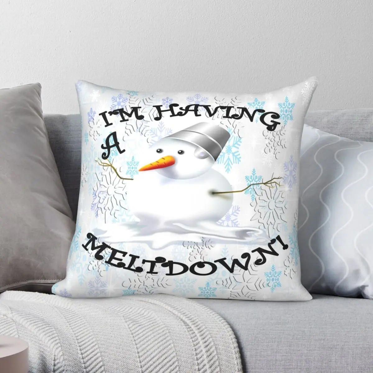 

Funny Snowman Pillowcase Polyester Linen Velvet Creative Zip Decor Throw Pillow Case Home Cushion Case