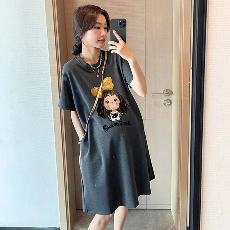 Maternity Summer Dress New Maternity Dress Fashionable Casual Sweet Age Reduction Loose Large Size Small T-Shirt Skirt