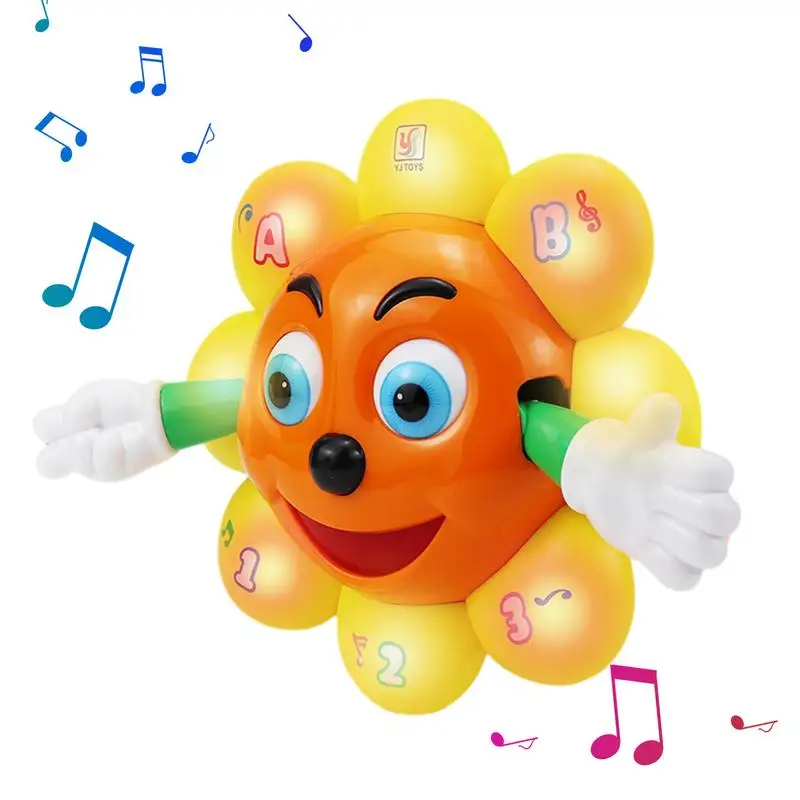 Electric Universal Rotating Sunflowers Toddler Musical Toys Battery Operated Interactive Toy For Kids Birthday Christmas Gift