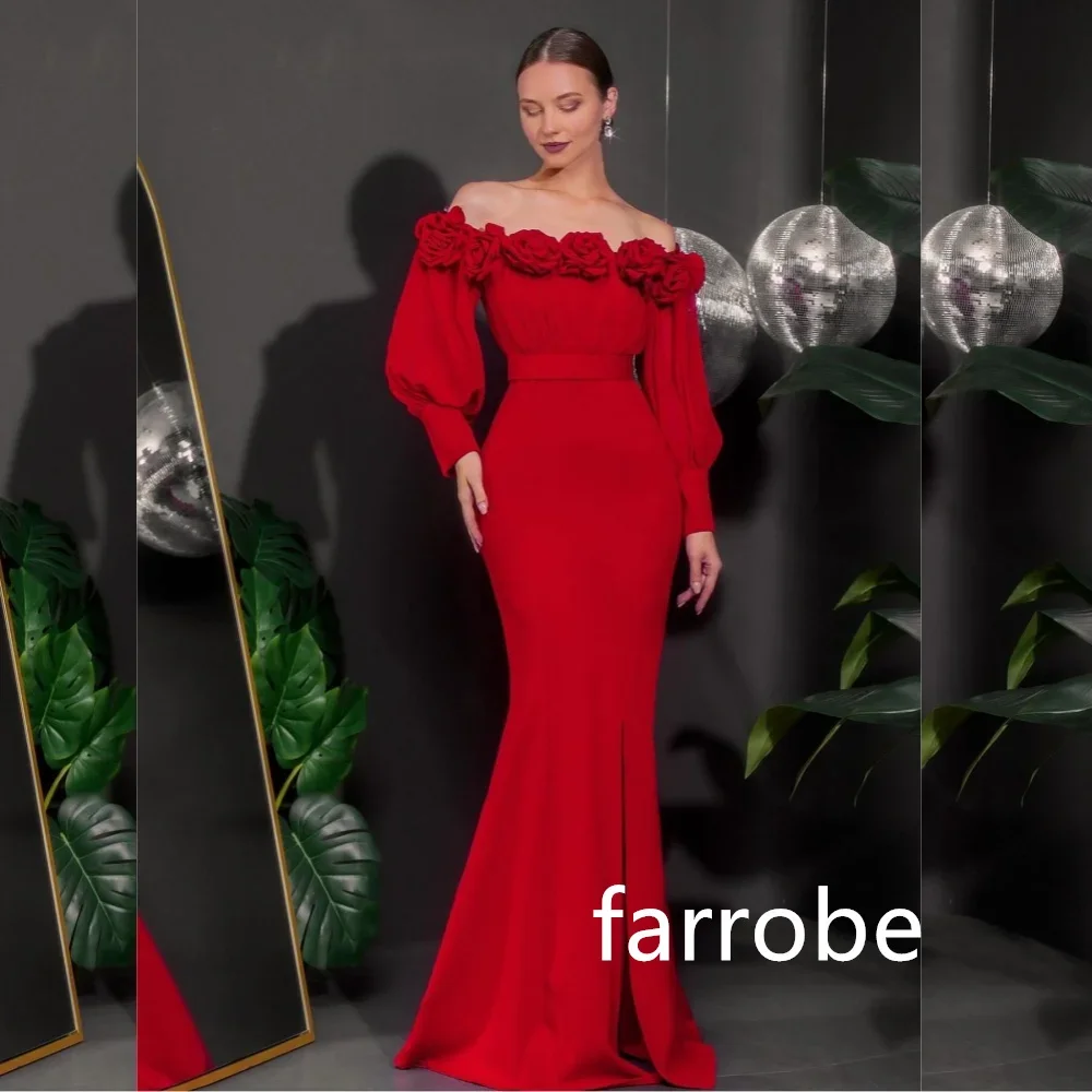 Robes de sirène à fleurs plissées en jersey personnalisées, robes mi-longues à épaules dénudées, style moderne exquis, pastol classique, robes de Rhsimples