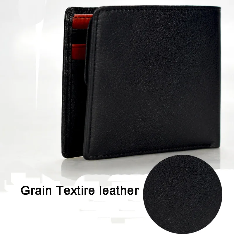Dreamlizer Men Classic Thin Bifold Leather Wallet Short Italian Grain Genuine Leather Male Purse Large Coin Pocket Bag for Boy